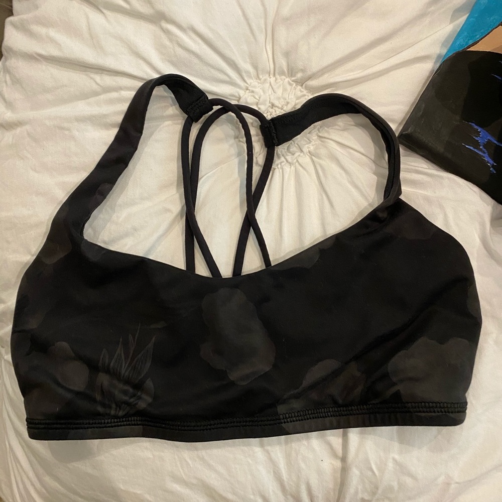 Black with slight floral print Lululemon sportsbra